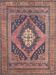 Malamote Vintage Flat Pile Washable Traditional Machine-Woven Area Rug